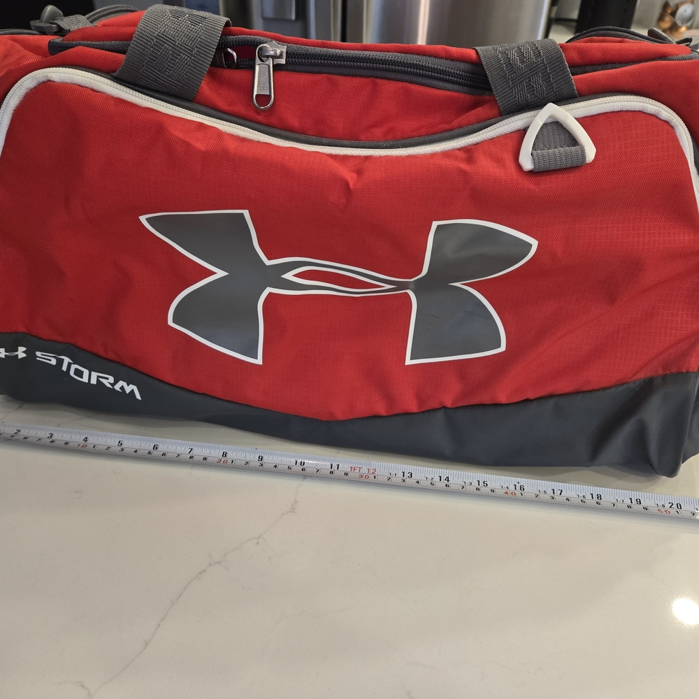 Under Armour Men's Red and Gray Duffel Bag